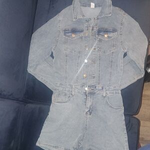 Women's Denim Jean Shorts/Romper